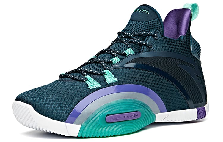 ANTA UFO3.0 Basketball Shoes Men Mid Top Heather Blue/Parrot Green/ANTA White 3