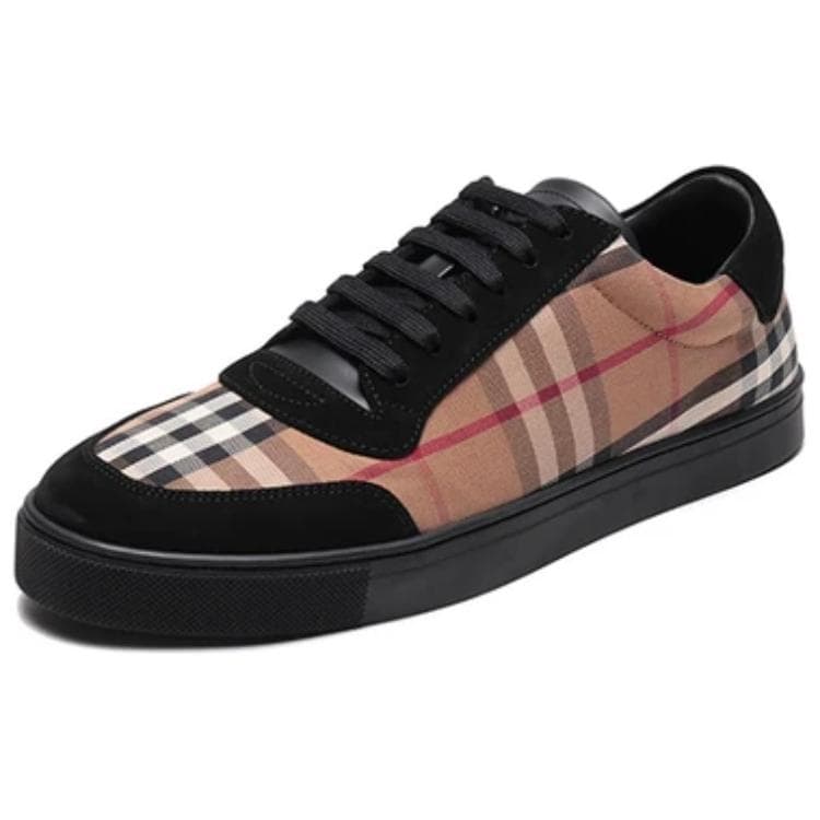 Burberry Vintage Check Cotton And Suede Sneakers Birch Brown Black 5