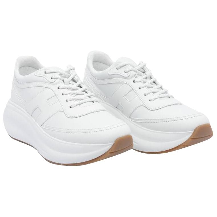 HOGAN H696 Calfskin Round Toe Lace-Up Low-Top Casual Lifestyle Shoes Women's White 6