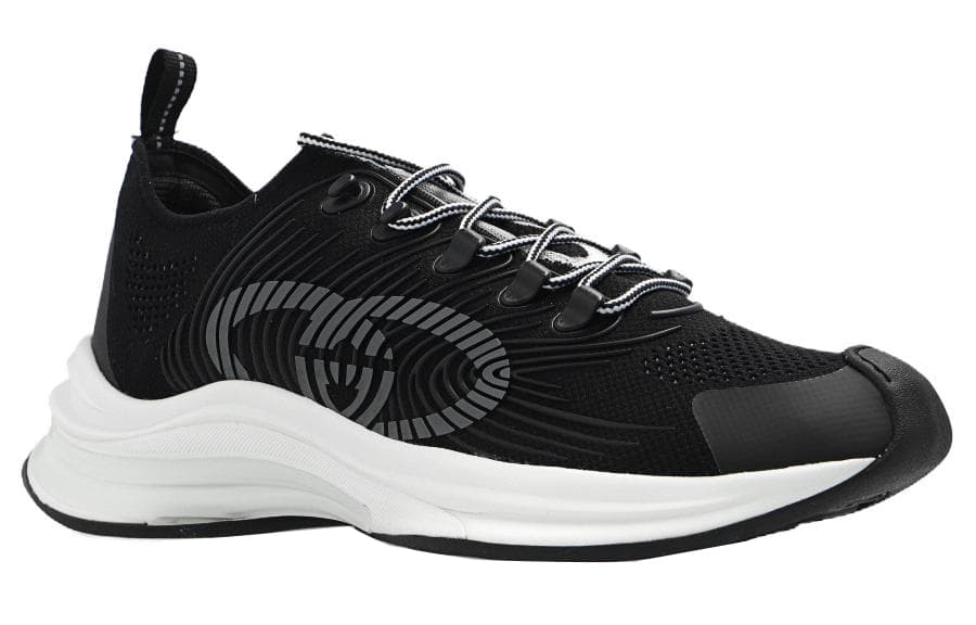 GUCCI RUN Low-Top Casual Shoes Men's Black White 5