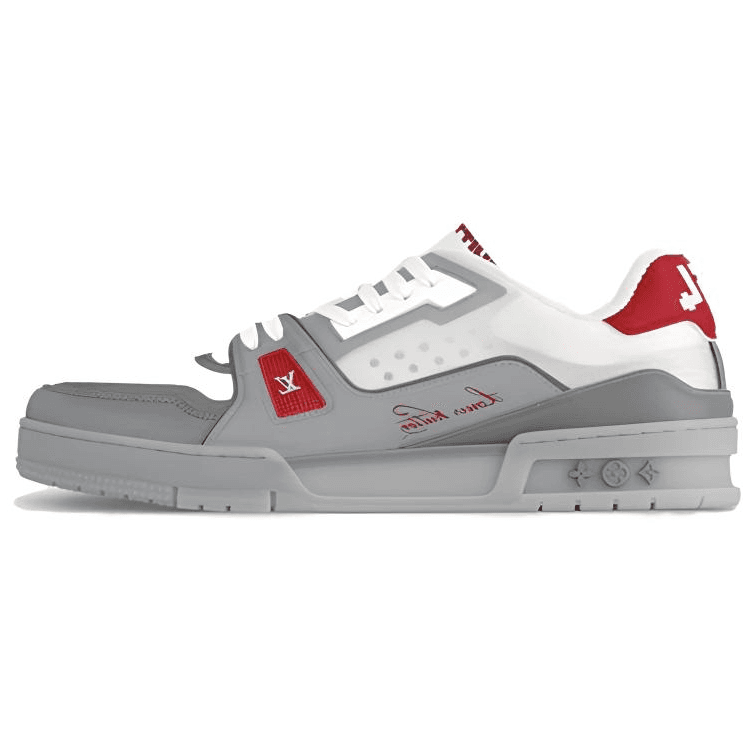 LOUIS VUITTON Trainer Round Toe Lace-Up Low-Top Sneakers Unisex Gray 2