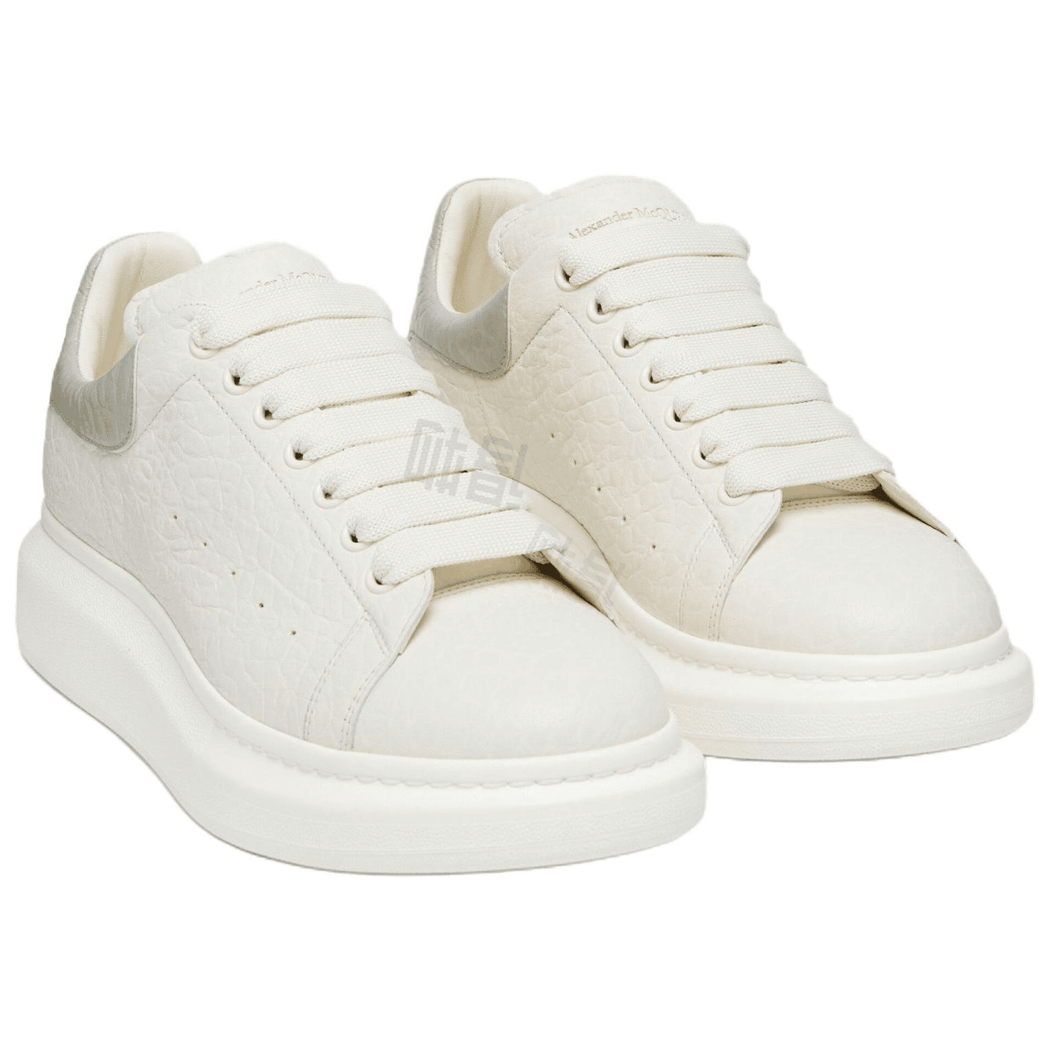 Alexander McQueen Cow Leather Round Toe Lace-Up Wide Fit Low-Top Casual Shoes Men's Off-White 6