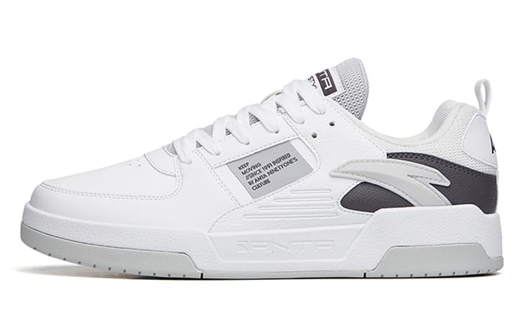 Anta Slip Resistant, Abrasion Resistant, Lightweight Low Top Skateboard Shoes Men's Gray White 2