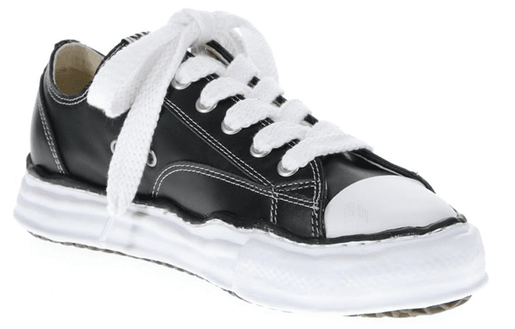 MIHARA YASUHIRO Peterson Cowhide Dissolve Low-Top Fashion Skate Shoes Unisex Black White 3