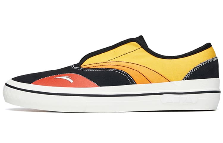 Anta Qian Xing Low-Top Skateboard Shoes Men's Black Yellow Slip-on Version 2