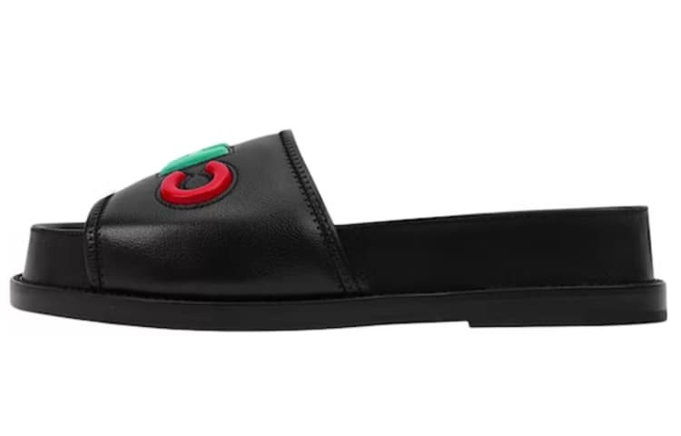CHANEL Logo Mule Sandal Black Leather Women's 2