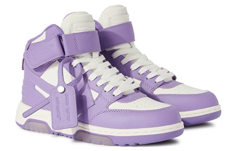 OFF-WHITE Out Of Office High-Top Skateboard Shoes Women's White Purple & Color 6