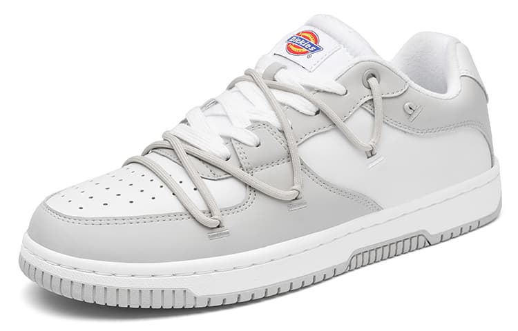 Dickies Anti-Slip Wear-Resistant Lightweight Breathable Low-Top Skateboard Shoes Men's White Gray 4