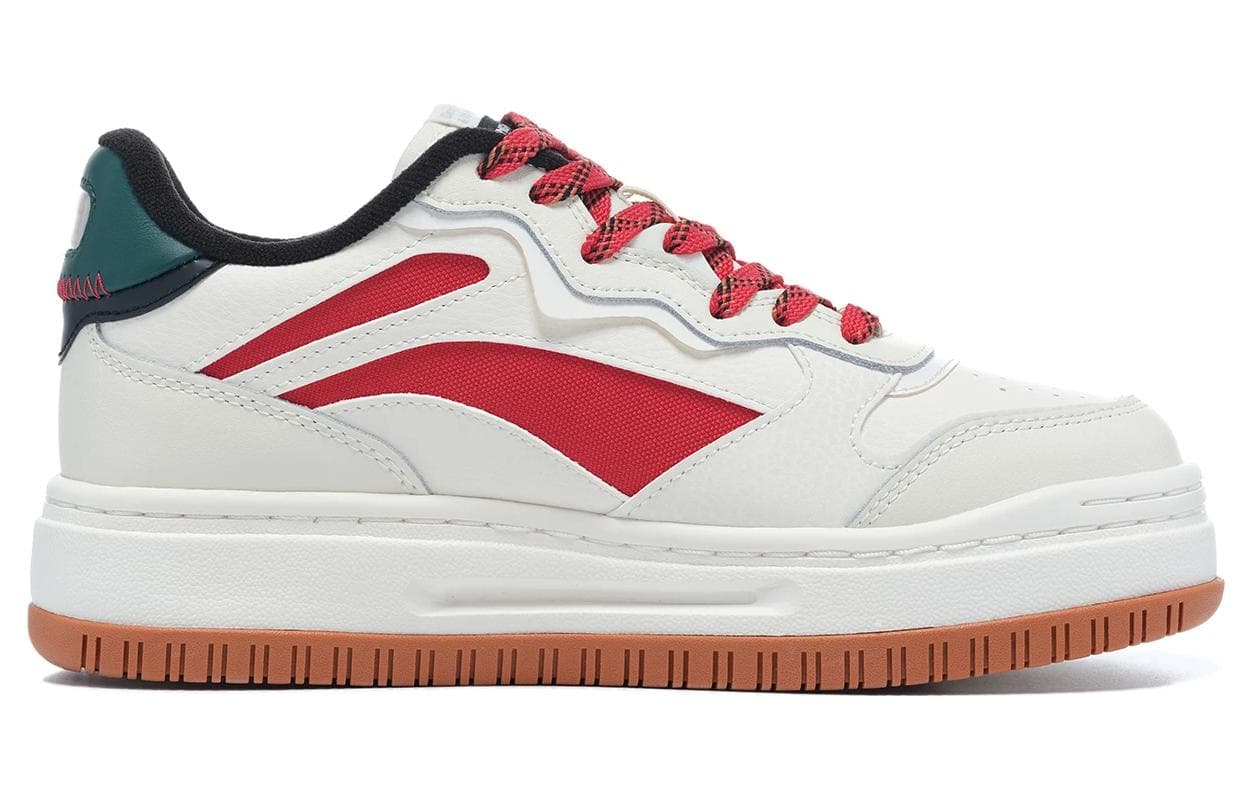 LiNing Future C1 Anti-Slip Wear-Resistant Low-Top Skateboard Shoes Women's White Red Green 4