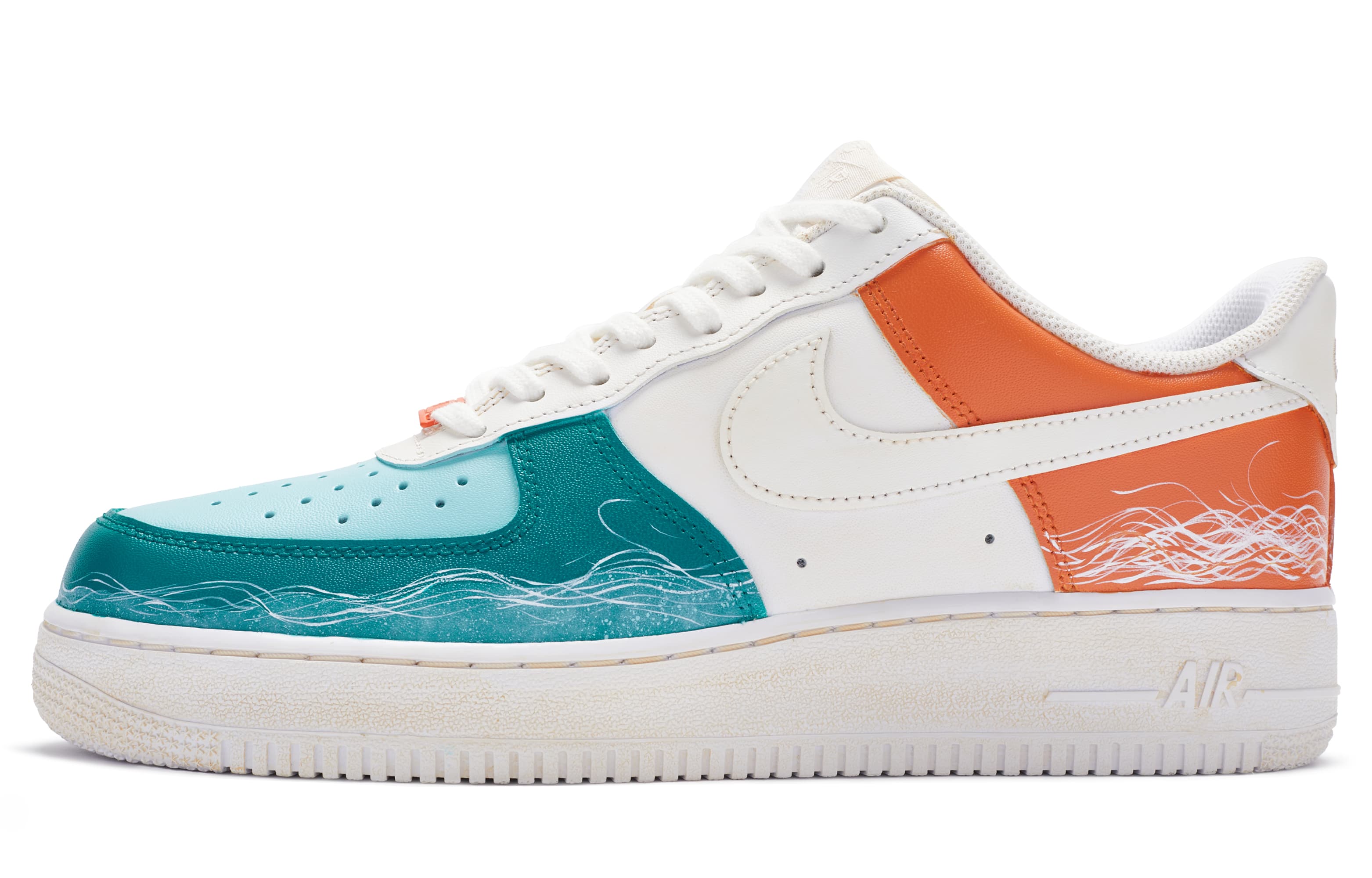 Nike Air Force 1 Low Top Skateboard Shoes Men's Blue White Orange 3