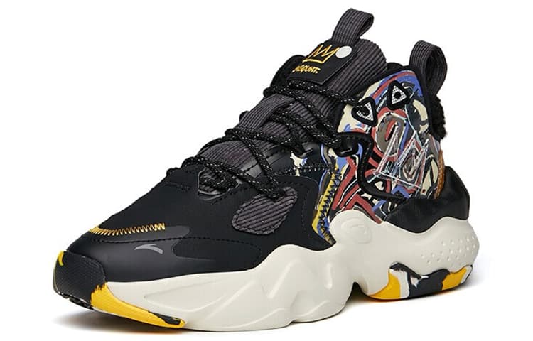 ANTA Bastard Chunky Sneakers Men Mid Top Black/White/Gum Yellow 2