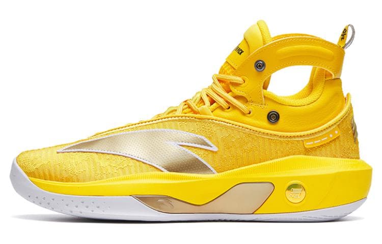 Anta KT8 Cushioning Anti-Slip And Wear-Resistant High-Top Basketball Shoes Yellow Solid Gold Color Scheme 2