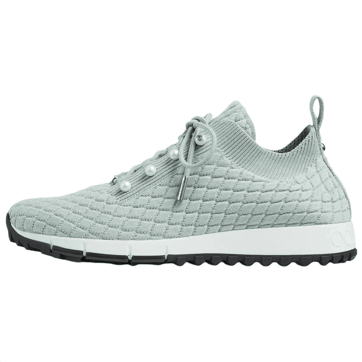 Jimmy Choo Veles Textured Knit Crystal-Embellished Button Round-Toe Lace-Up Low-Top Casual Shoes Women's Light Aqua Green 2