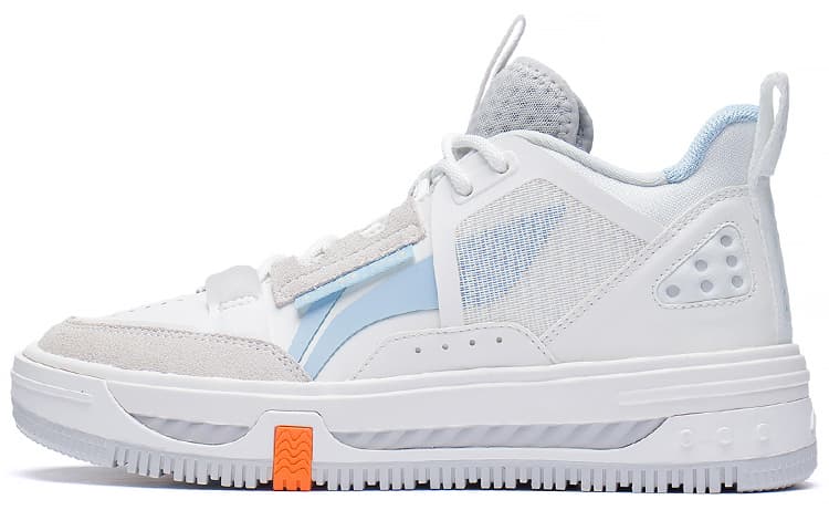 LINING Xingchuan Skateboard Shoes Women's Mid-Top Mist White/Light Belly Blue