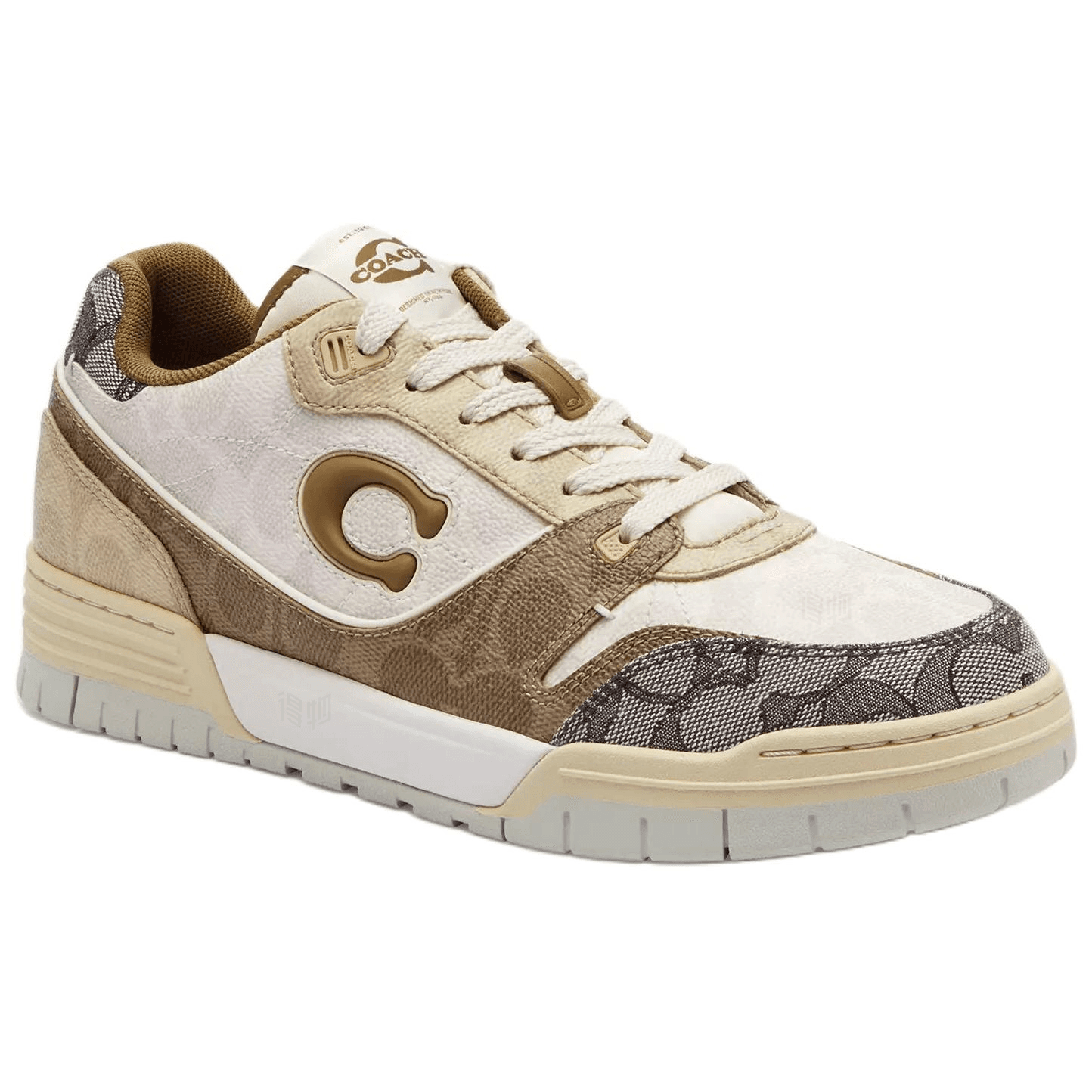 COACH Soho Mixed Classic Logo Round-Toe Lace-Up Low-Top Skate Shoes Women's Brown 6