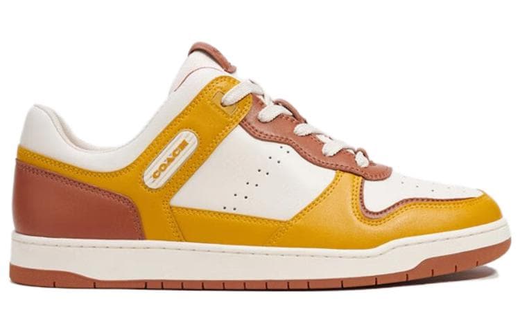 COACH Low Top Stylish Skateboarding Shoes Men's Yellow Brown 4