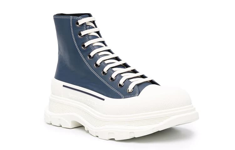 Alexander McQueen Tread Slick Lace Up Boot 'Navy Leather' 3