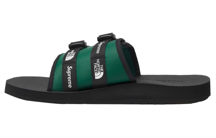 THE NORTH FACE X Supreme Trekking Base Camp Strap Slides 'Black Green' 4