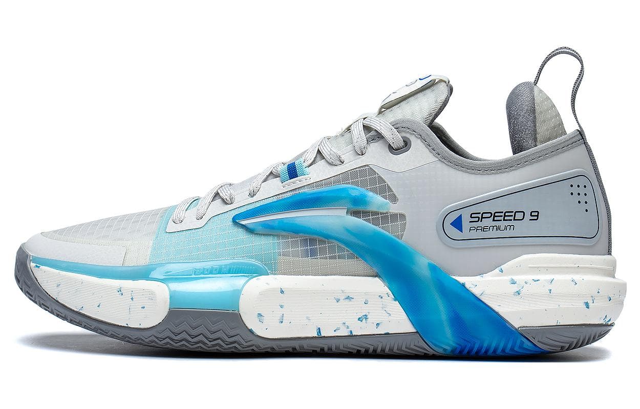LiNing Speed 9 Premium PRM Anti-Slip Wear-Resistant Low-Top Basketball Shoes Men's Gray Blue 2
