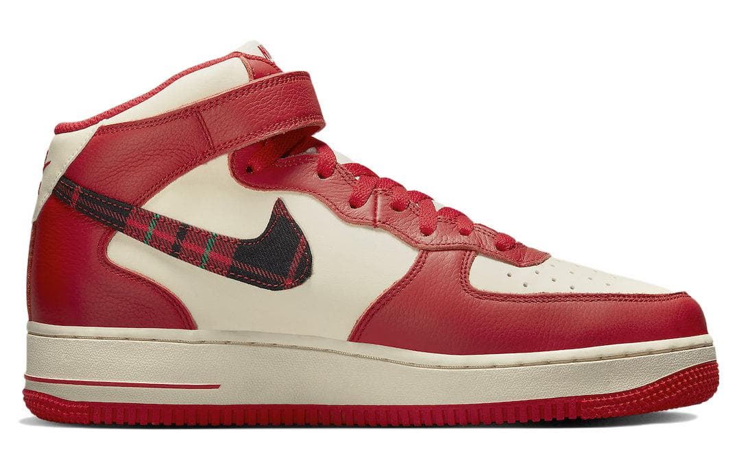 Nike Air Force 1 Mid '07 Lx Plaid Cream Red 4