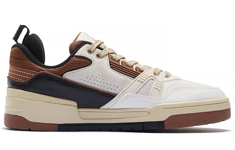 LINING 001 BTC Skateboard Shoes Men Low-Top Snow/Leather Umber/Black 2