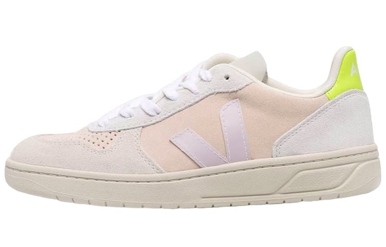 VEJA V 10 Low Top Sneakers 'Beige Light Purple Neon Yellow' Women's 2