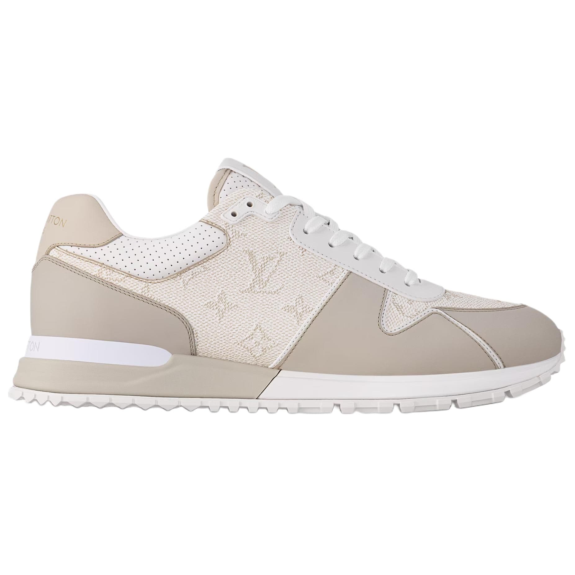 LOUIS VUITTON Run Away Calfskin Round Toe Lace-Up Low-Top Sneakers Men's Beige 3