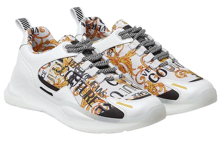 VERSACE JEANS Couture Cushioning Low-Top Sports Casual Shoes Men's White Gold 6