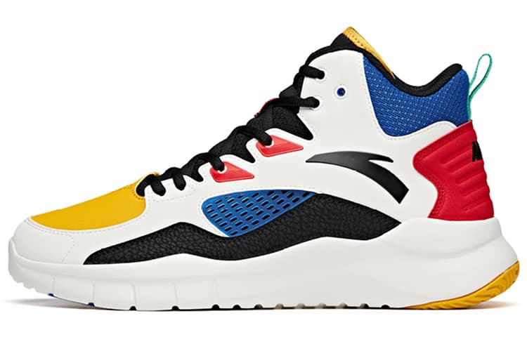 ANTA Basketball Collection Basketball Shoes Men High-Top Ivory White Black/University Red/Blue Yellow