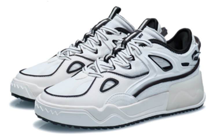 LINING CF Skateboard Shoes Women's Low-Top Mist White/Black 5