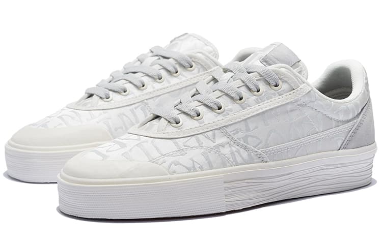 LINING 50/50 Skateboard Shoes Women's Low-Top Ecru/Light Lime 6