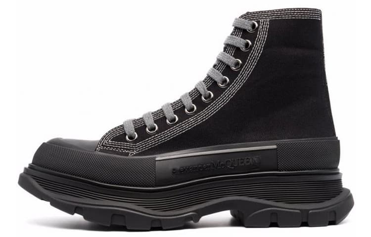 Alexander McQueen Tread Slick High Top Sneakers 'Black Grey' 2