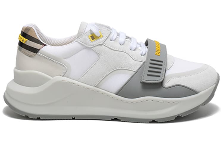 Burberry Vintage Non-slip Lightweight Low-Top Athletic Shoes Men's White Gray 3