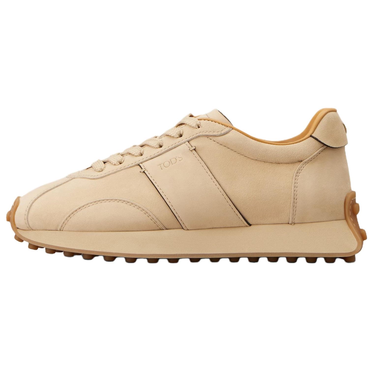 TOD'S T Vintage Suede Goatskin Embossed Logo Round Toe Lace-Up Low-Top Casual Shoes Women's Off-White 2