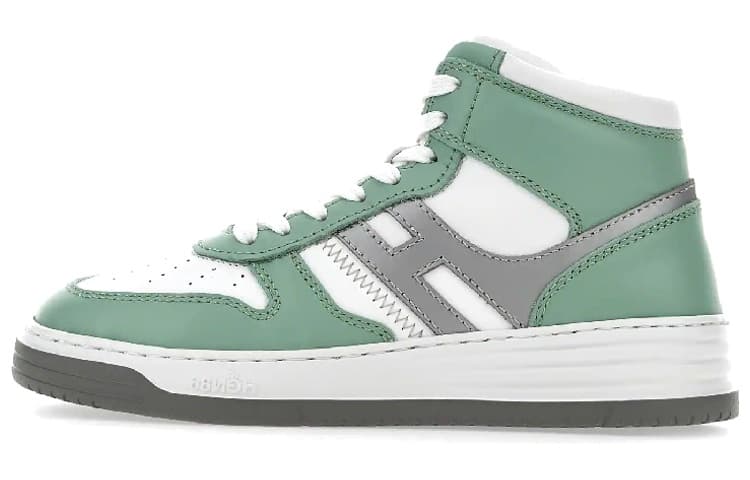 HOGAN H630 Skateboard Shoes Women's Mid-Top White Green Silver
