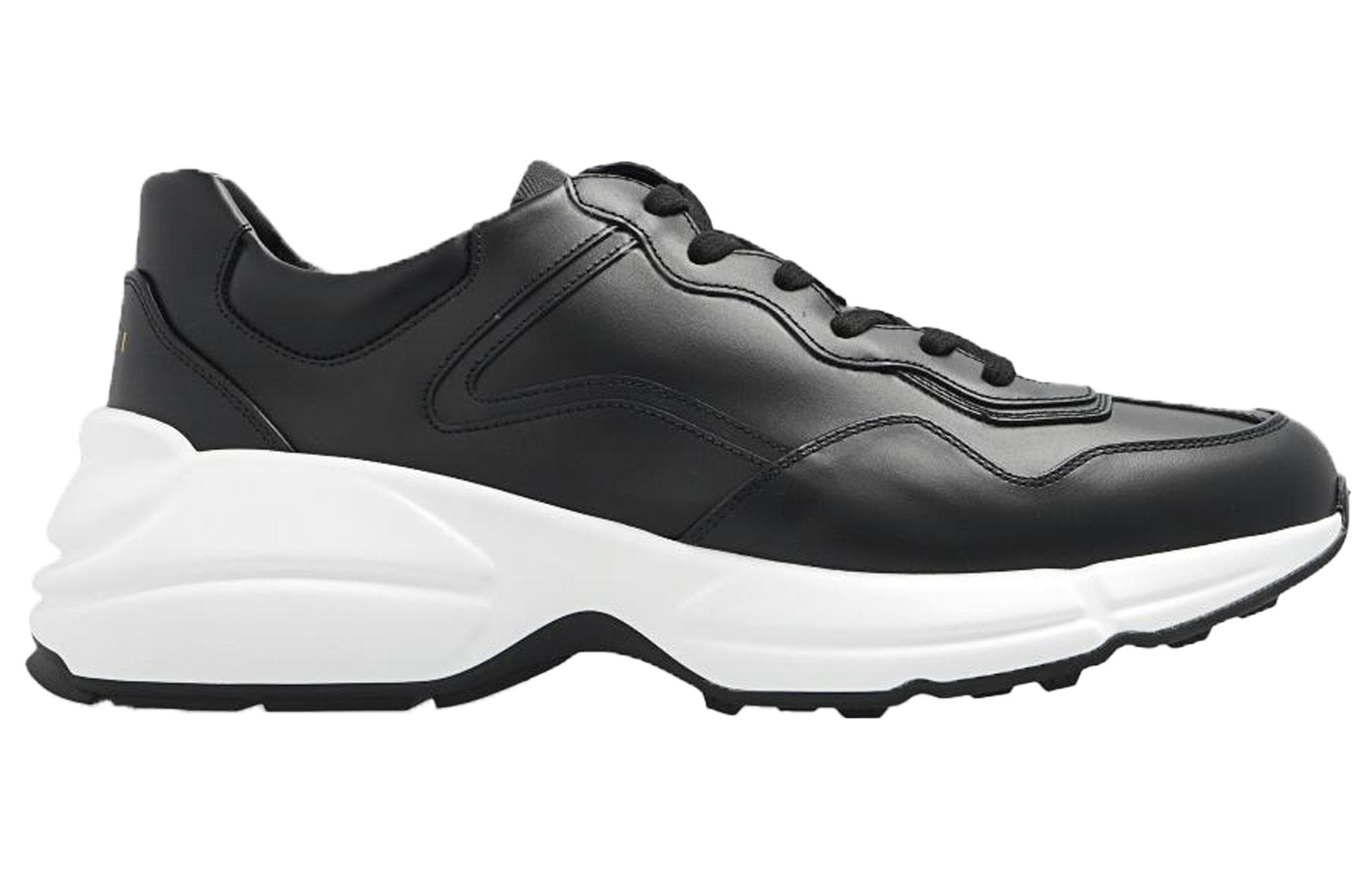 GUCCI Rhyton Leather Lace-Up Fashion Low-Top Casual Sneakers Men's Black 3