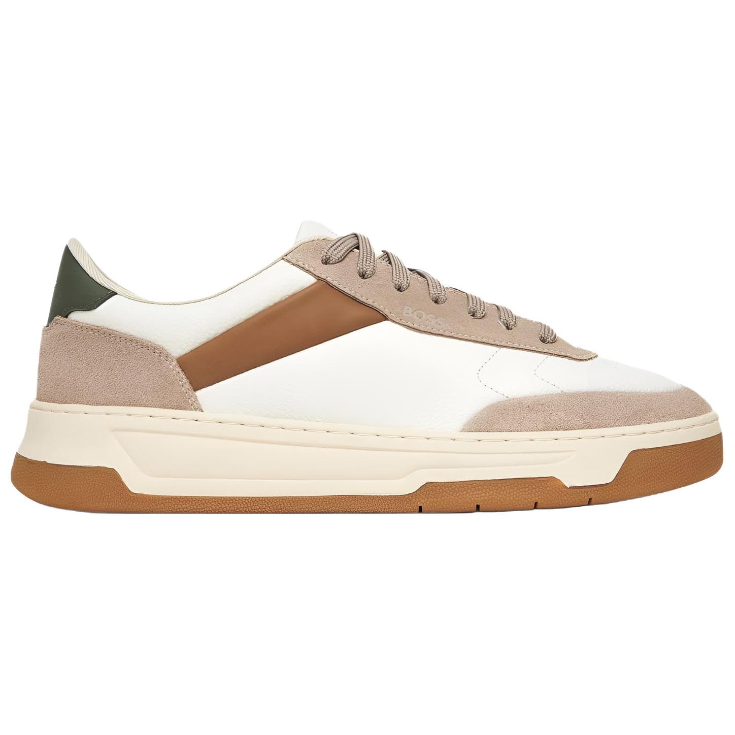 HUGO BOSS Baltimore Tenn Leather Round Toe Lace-Up Low-Top Sneakers Men's Beige 4