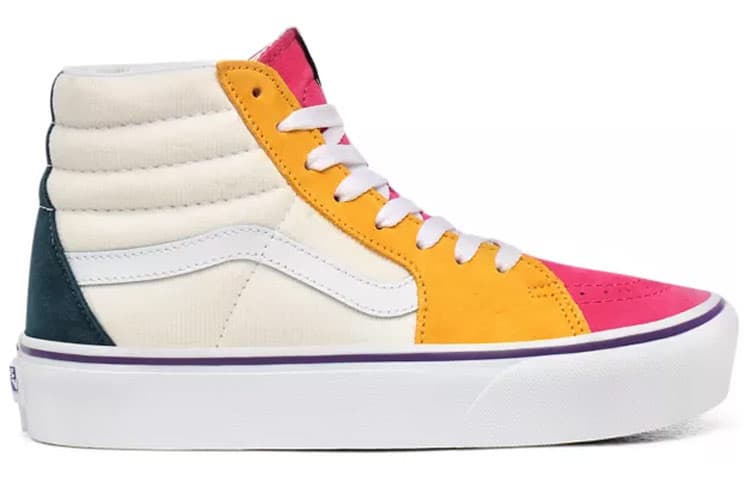 Vans Mini Cord SK8 HI Platform 2.0 White/Yellow/Red Women's 4