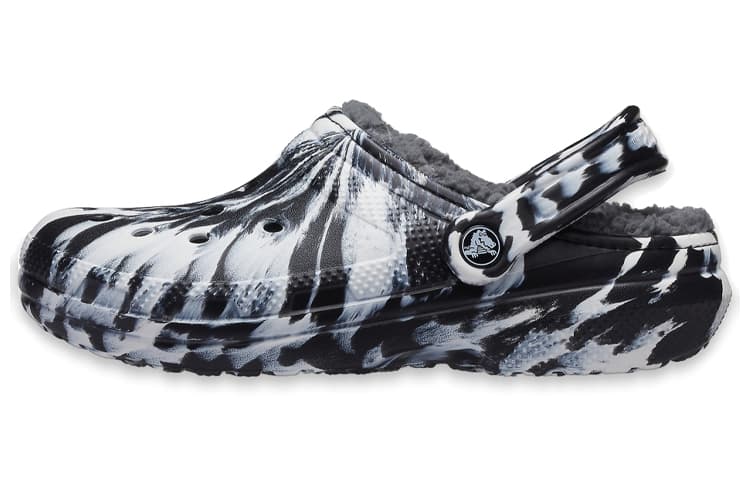 Crocs Classic Lined Clog Outdoor Sandals 'Marbled White Black' Women's 2