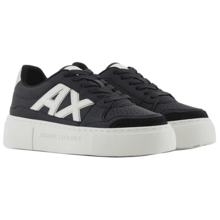 ARMANI EXCHANGE Round Toe Lace-Up Low-Top Skate Shoes Women's Black 6
