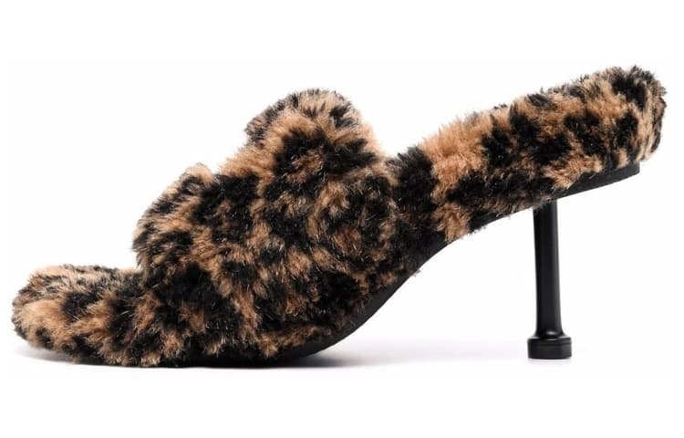 Balenciaga Furry Slide Slippers Women's Black Brown
