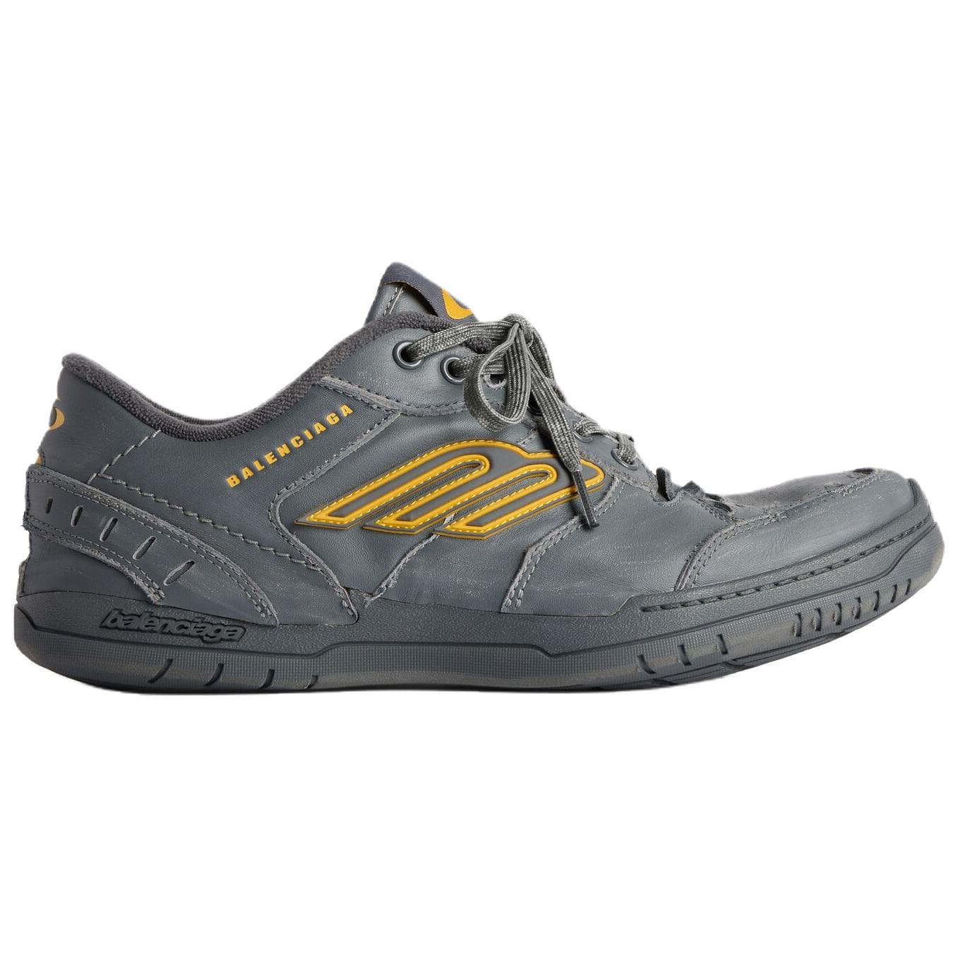Balenciaga 25 Qixi Festival Series Hamptons Worn-Out Logo Embossed Distressed Effect Round Toe Lace-Up Low-Top Casual Sneakers Men's Gray 4