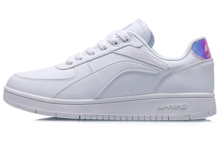 LiNing Non-slip Wear-resistant Shock Absorption Low-Top Skateboard Shoes Women's Laser White 2
