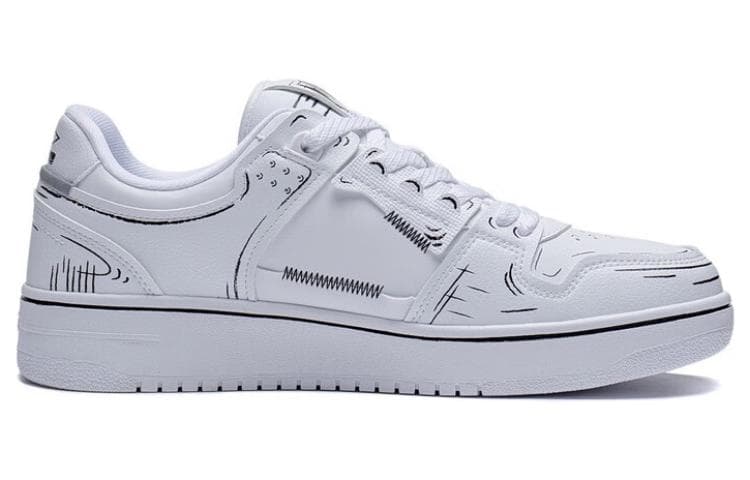 LiNing Tianji Anti-Slip Wear-Resistant Breathable Height Increasing Low-Top Skateboard Shoes White Black 3