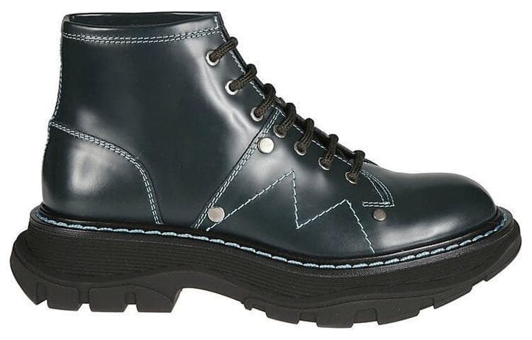 Alexander McQueen Tread Ankle Boots Women's Green Silver 4