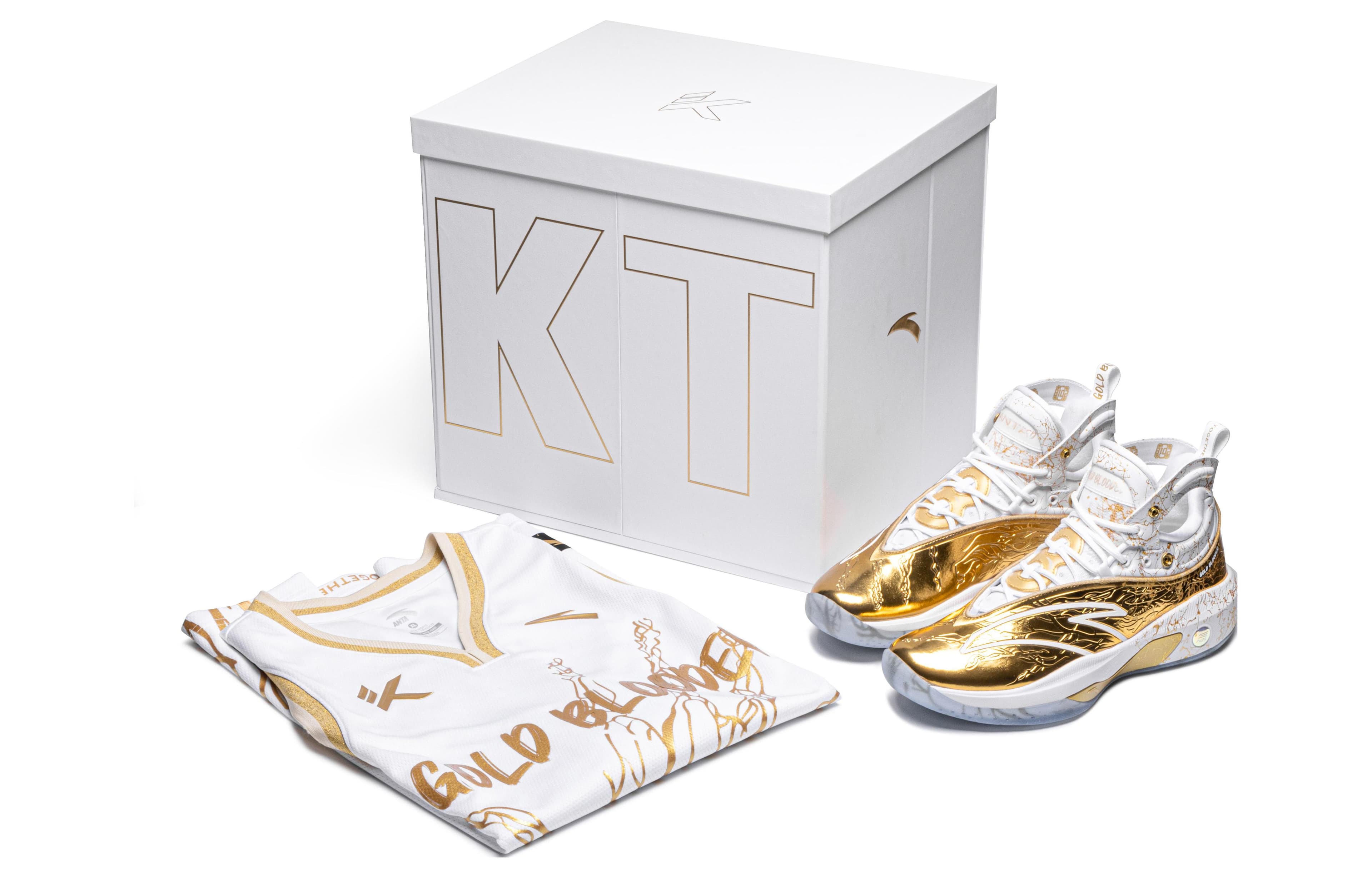 Anta KT8 Gold Blooded Cushioning Anti-Slip And Wear-Resistant High-Top Performance Basketball Shoes White Gold 2