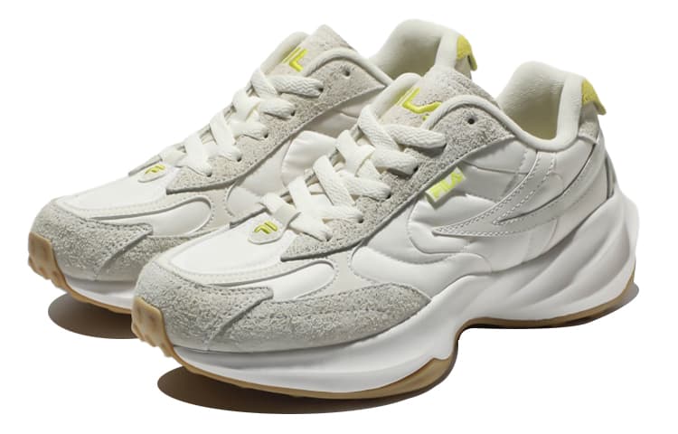 FILA Cushioning Anti-Slip And Wear-Resistant Low-Top Running Shoes Unisex White Gray Yellow Korean Style 4