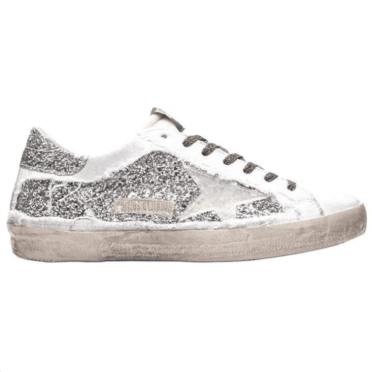 Golden Goose Super-Star Round Toe Lace-Up Skate Shoes Men's Silver 4