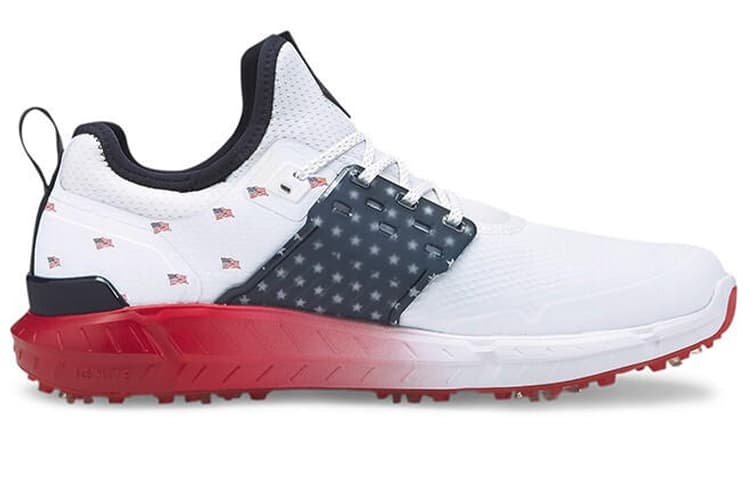PUMA Ignite Articulate Abrasion Resistant Low Top Golf Shoes Men's White Red Blue 3
