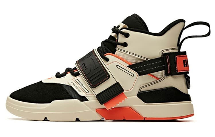 Anta Life Collection Wear-Resistant Slip-Resistant High-Top Skateboard Shoes Men's Black Orange